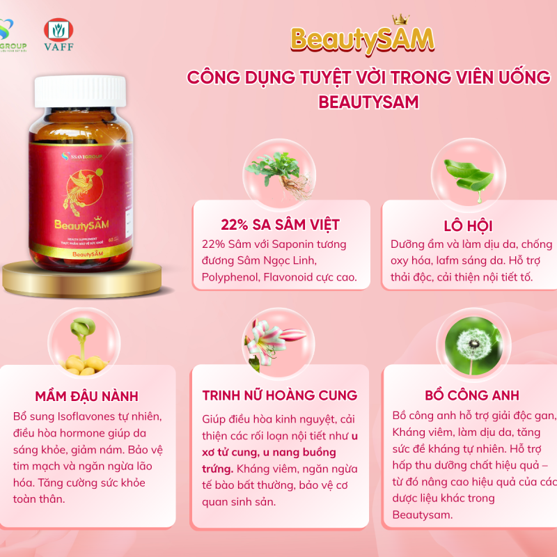 BEAUTYSAM – SÂM ĐẸP DA, TĂNG CƯỜNG NỘI TIẾT TỐ